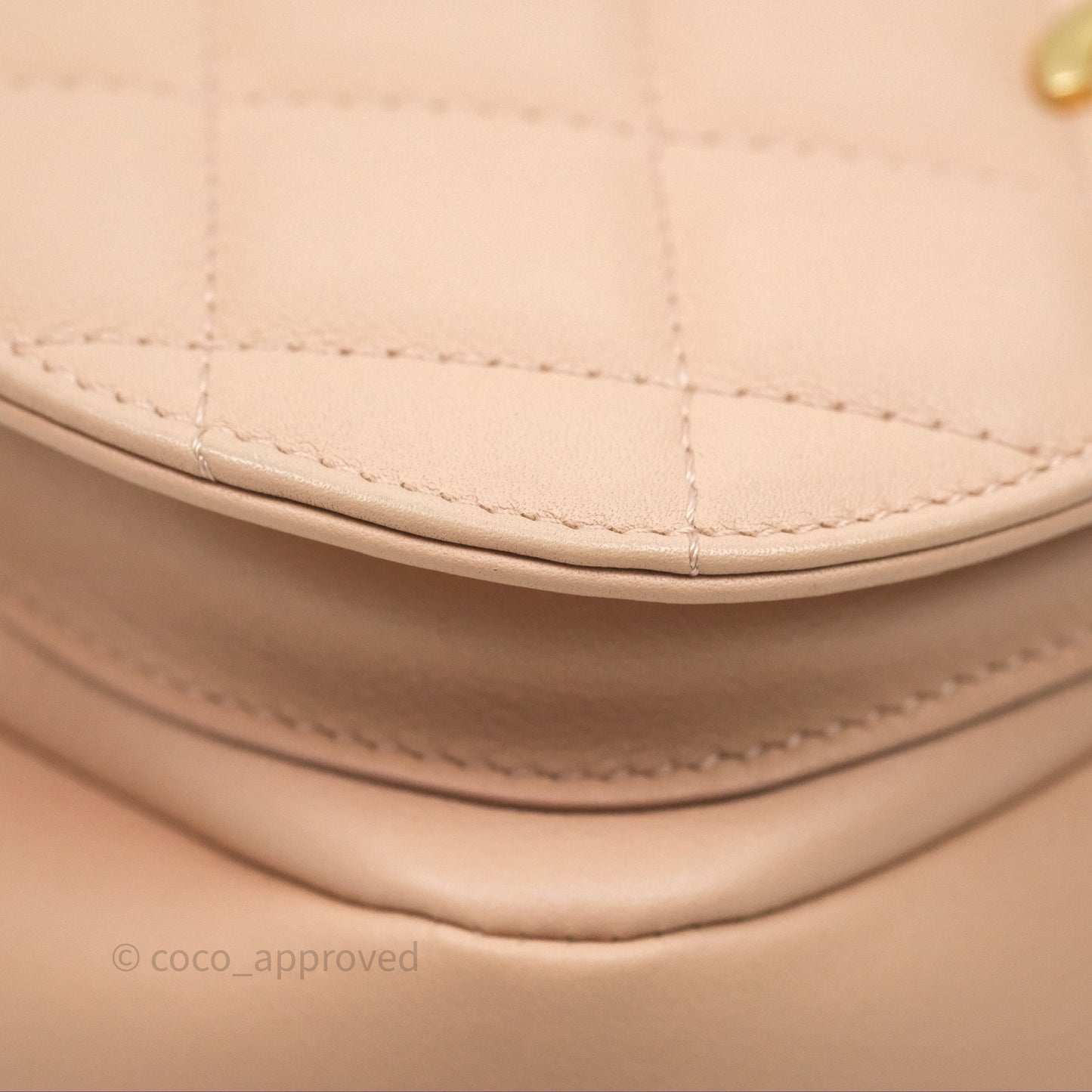 Chanel Messenger Bag Beige Pink Calfskin Aged Gold Hardware