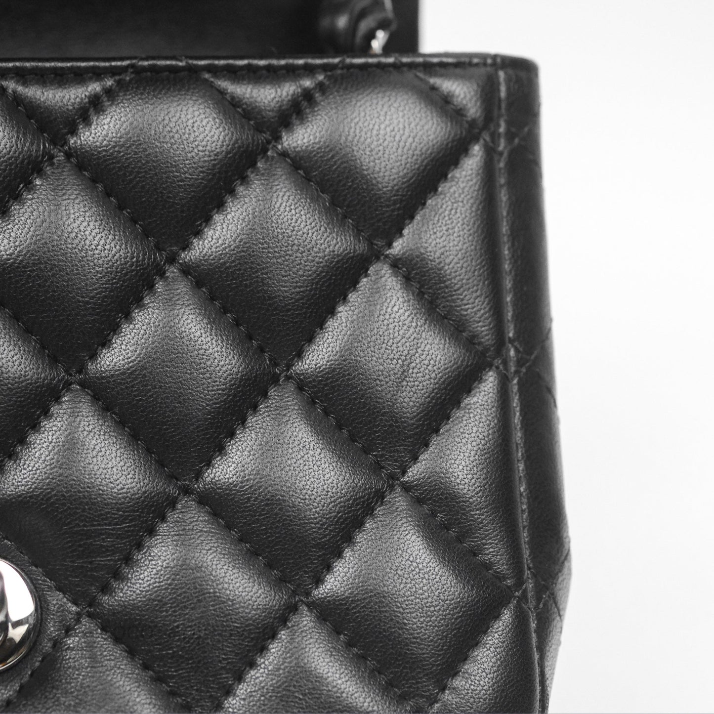 Chanel Mini Square Flap Quilted Black Lambskin Silver Hardware