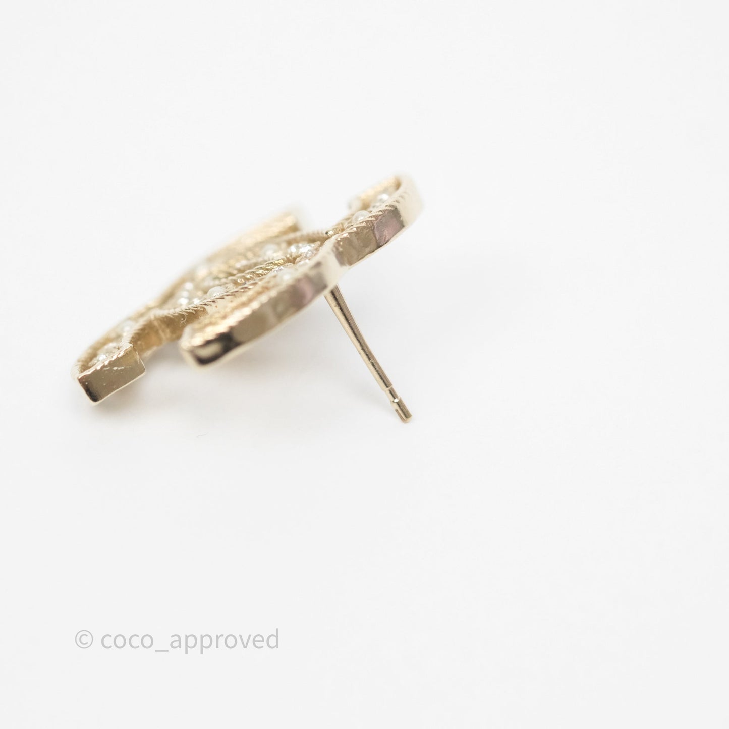 Chanel CC Crystals Pearl Earrings Gold Tone 19S