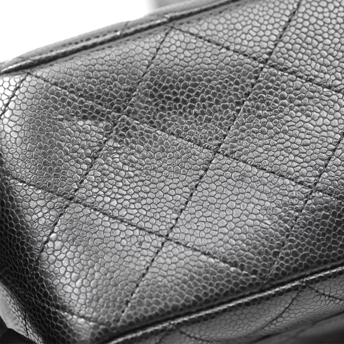 Chanel Jumbo Single Flap Quilted Black Caviar Silver Hardware