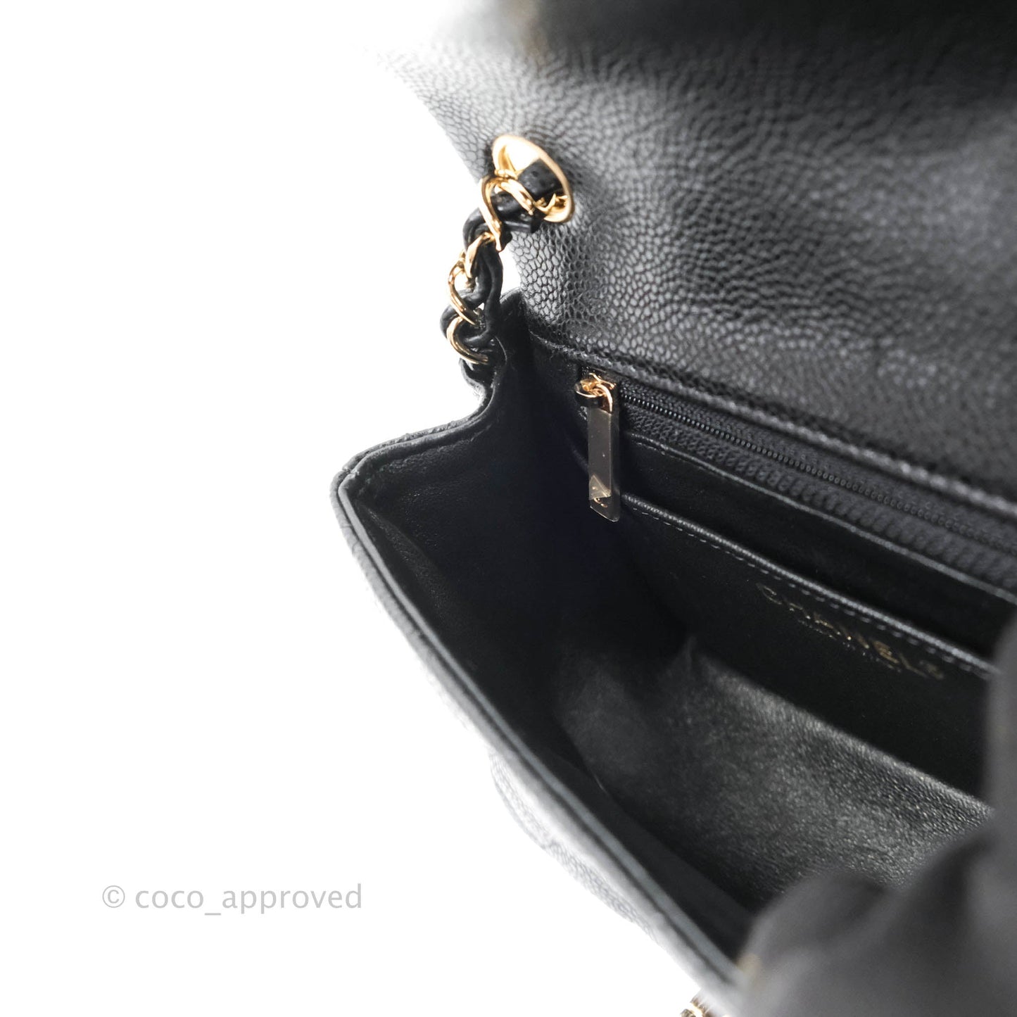 Chanel Mini Square Black Caviar Gold Hardware 18S