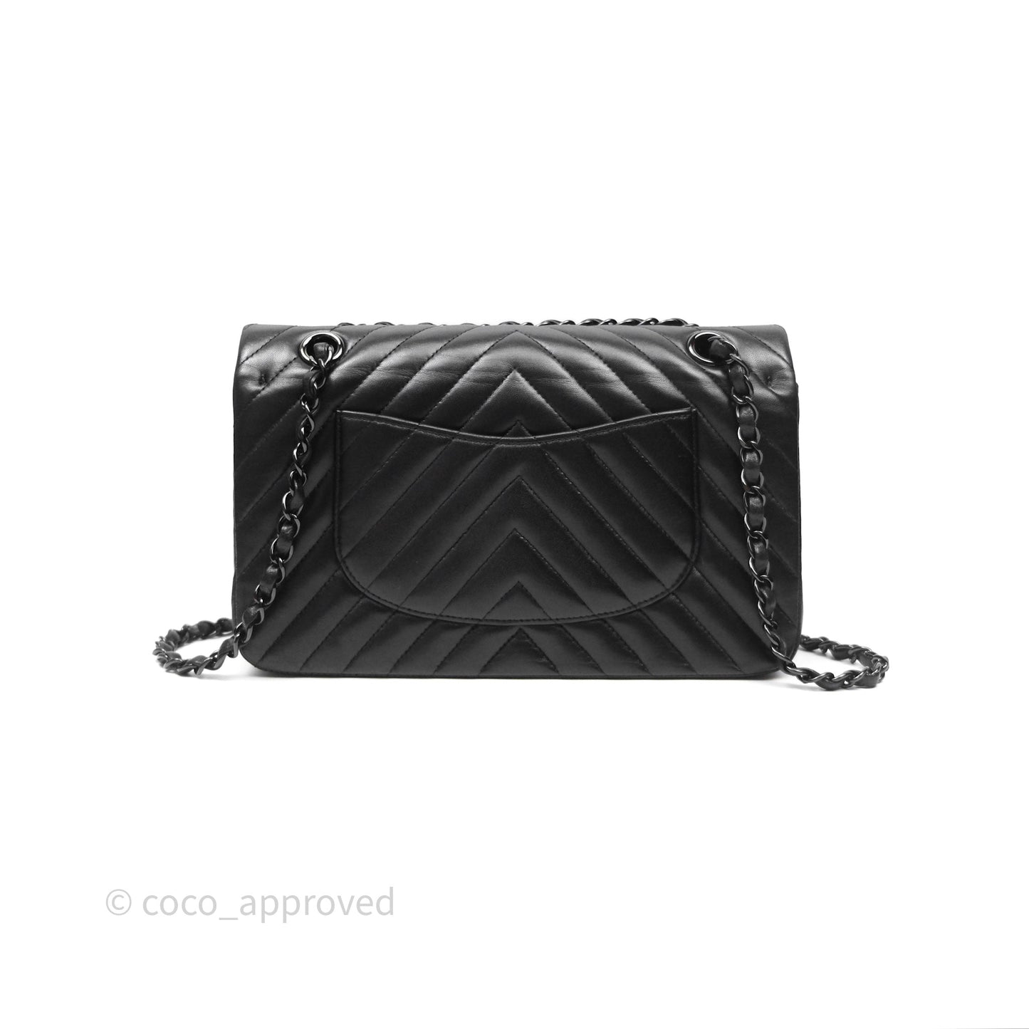 Chanel Classic M/L Medium Flap Chevron Black Lambskin So Black Hardware