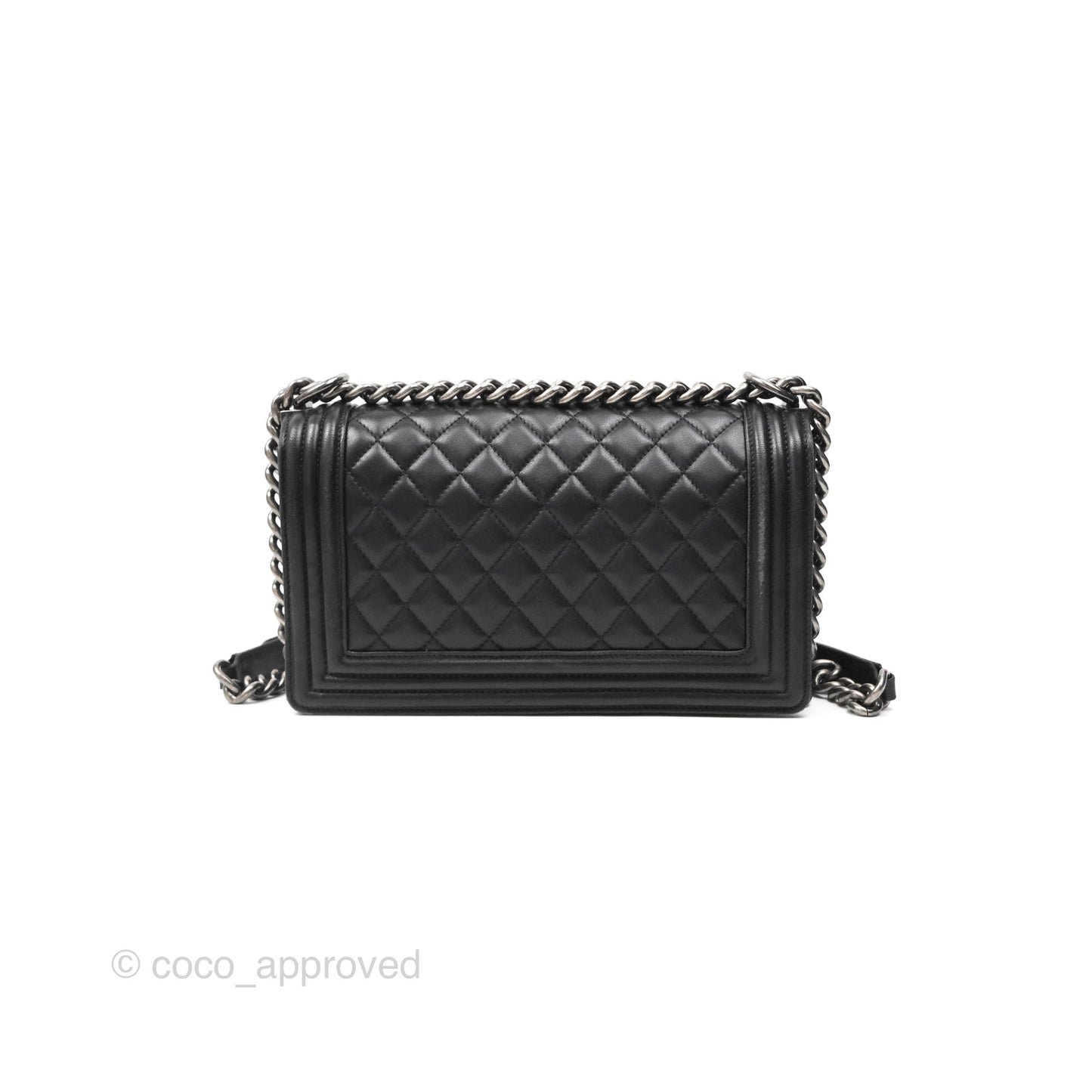 Chanel Quilted Medium Boy Black Lambskin Ruthenium Hardware