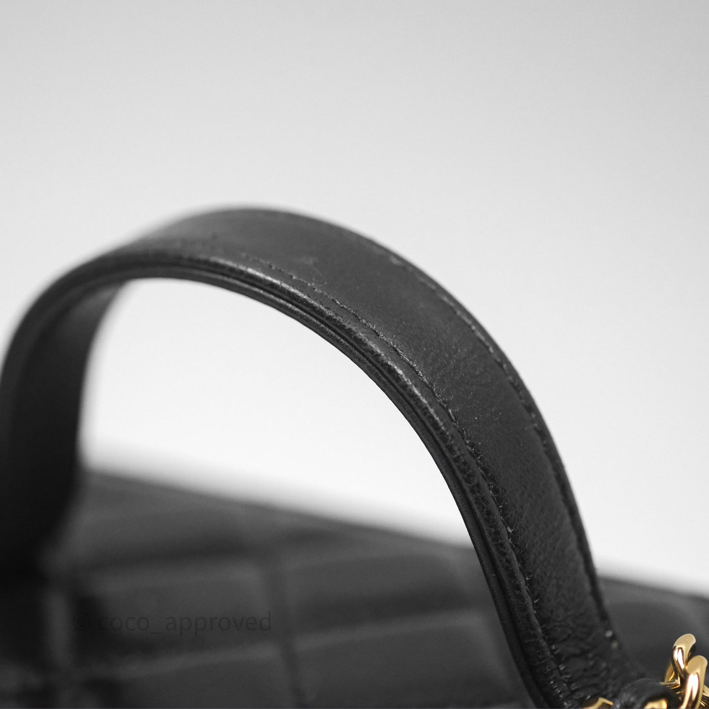 Chanel Cargo Pocket Top Handle Vanity with Chain Black Shiny Lambskin Gold Hardware 22K