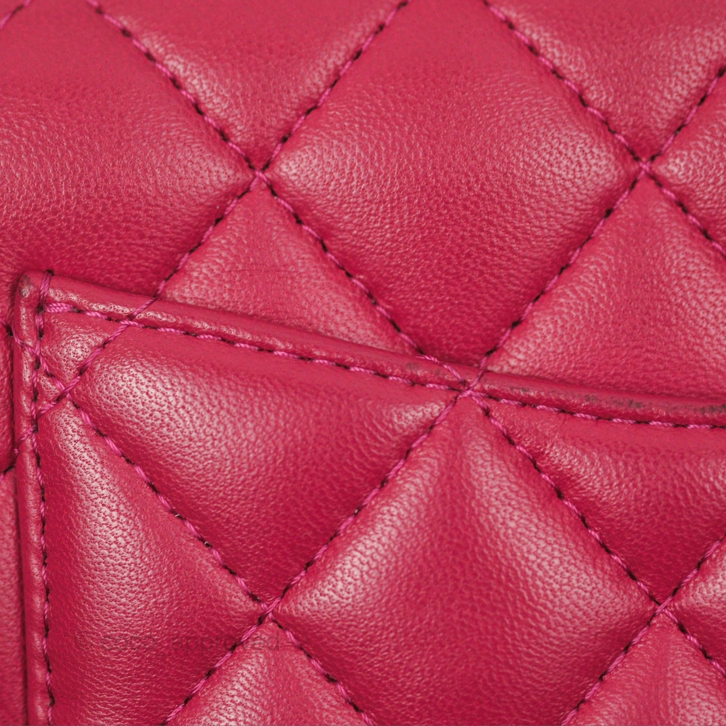 Chanel Top Handle Mini Rectangular Flap Bag Berry Red Lambskin Aged Gold Hardware