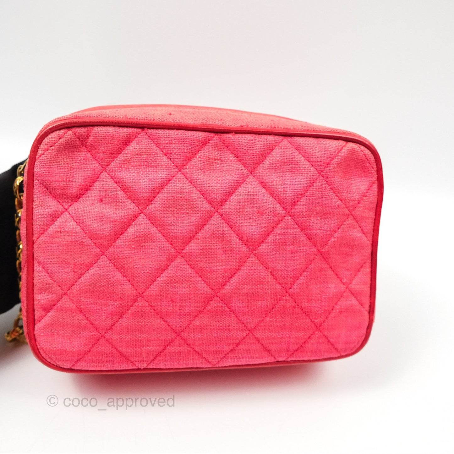Chanel Vintage Small Tassel Camera Bag Dark Pink Canvas Gold Hardware