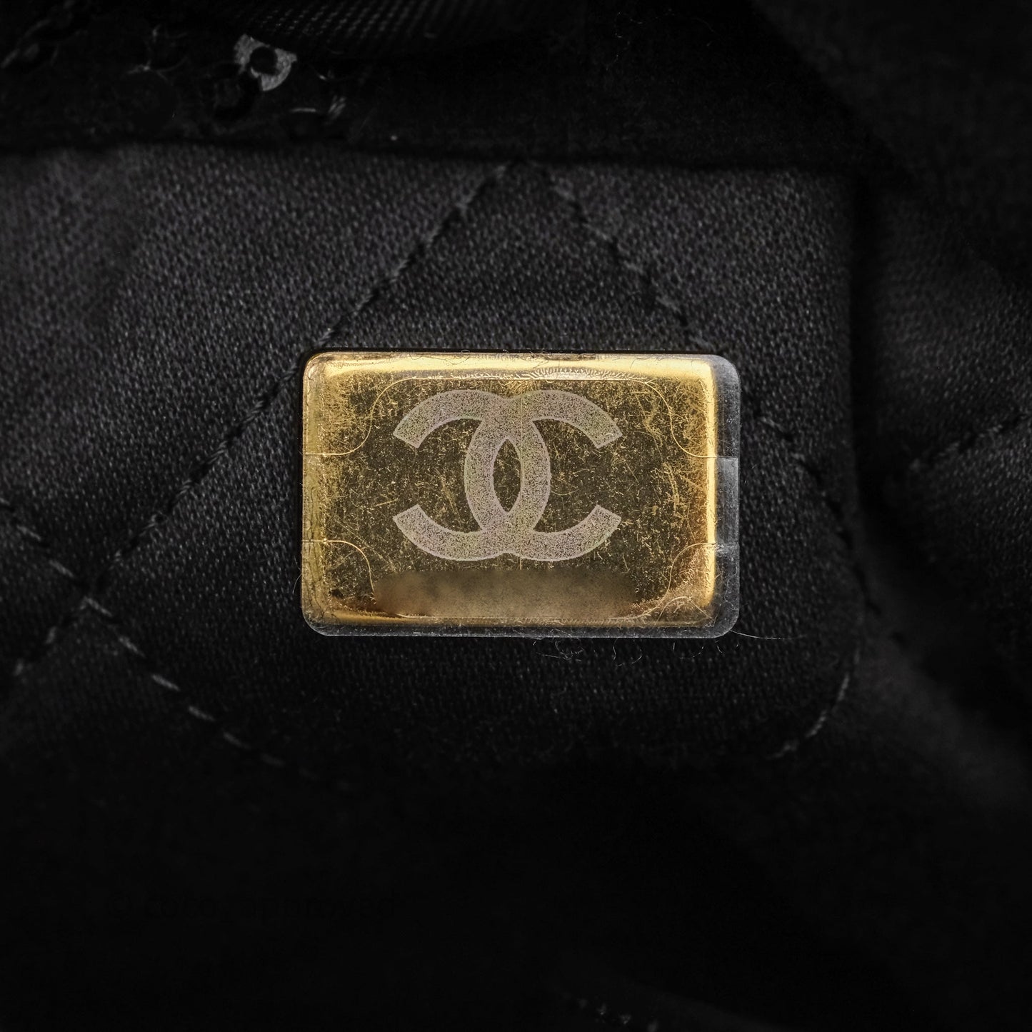 Chanel 22 Medium Sequins Logo Black Velvet