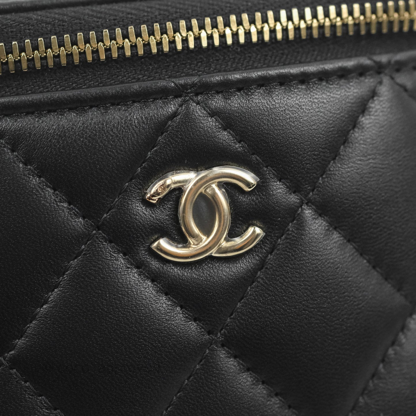 Chanel Mini Ball Crush Vanity With Chain Black Lambskin Gold Hardware