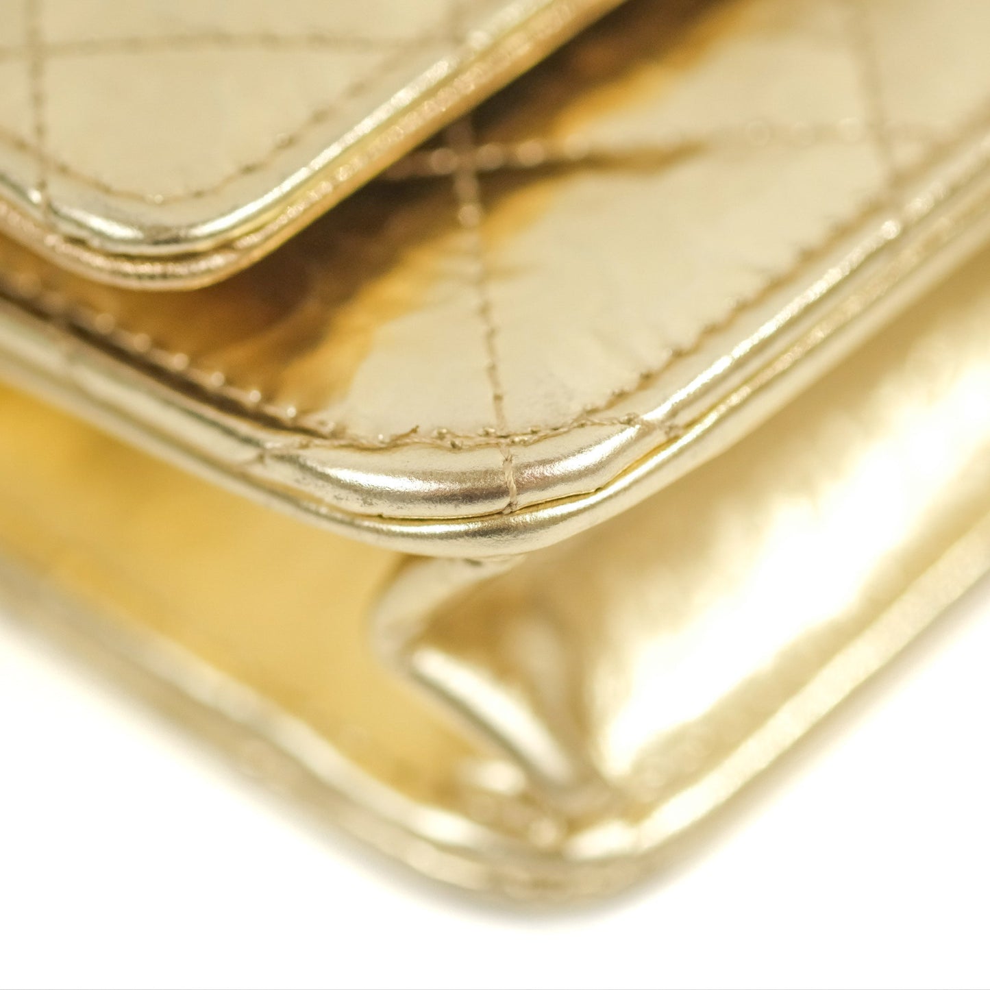 Chanel Quilted Classic Wallet on Chain WOC Metallic Gold Calfskin Gold Hardware