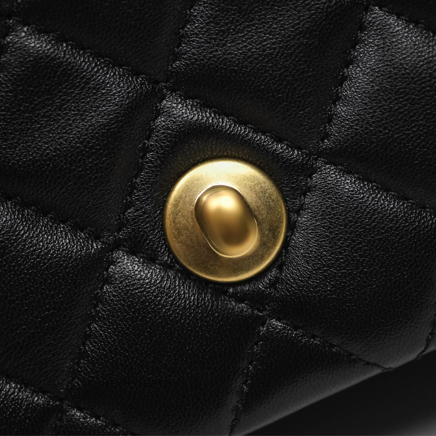 Chanel Pearl Crush Mini Square Quilted Black Lambskin Aged Gold Hardware