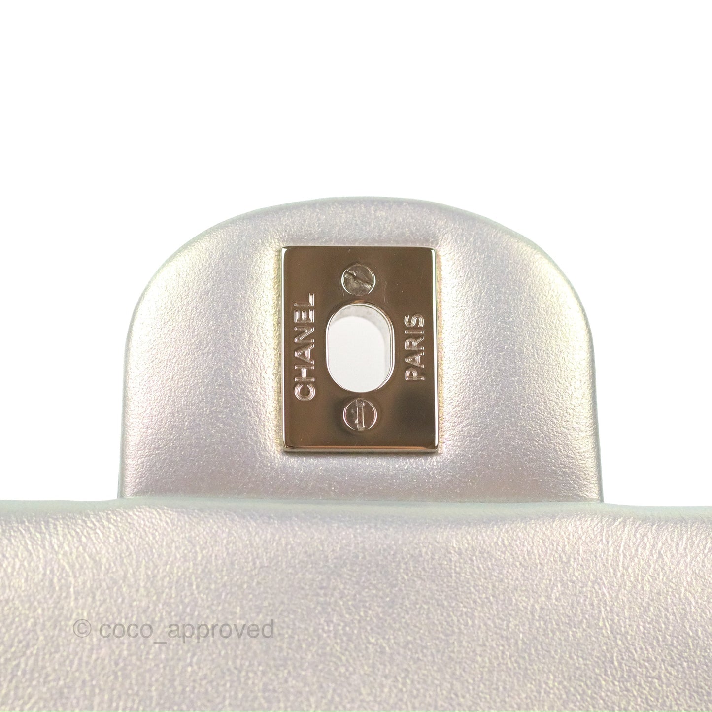 Chanel Quilted Mini Rectangular Iridescent Lilac Calfskin Silver Hardware
