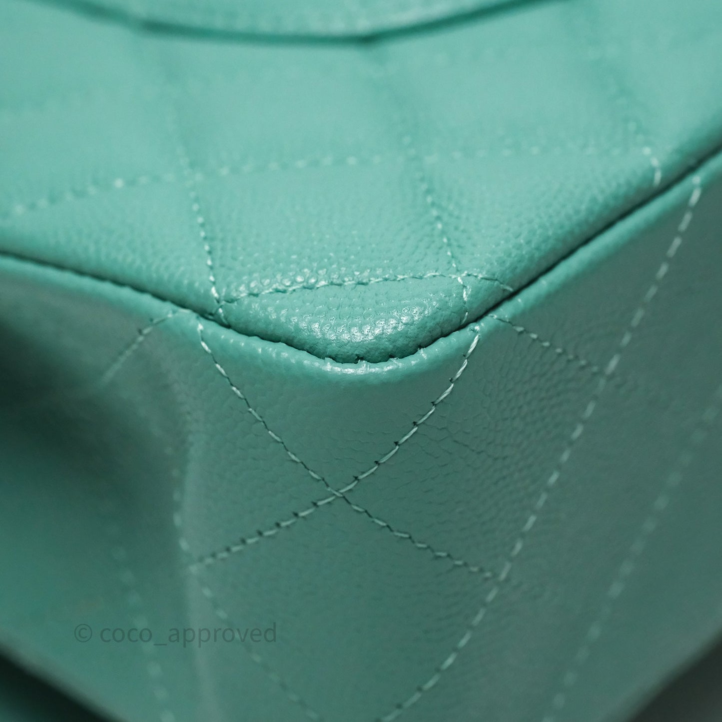 Chanel Classic M/L Medium Flap Quilted Tiffany Green Caviar Gold Hardware
