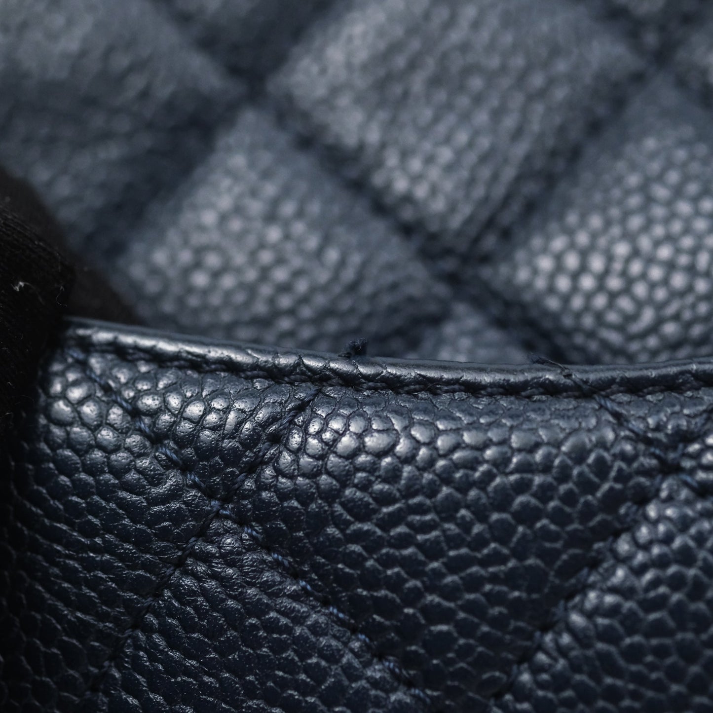 Chanel Small CC Filigree Flap Quilted Navy Black Caviar Aged Gold Hardware