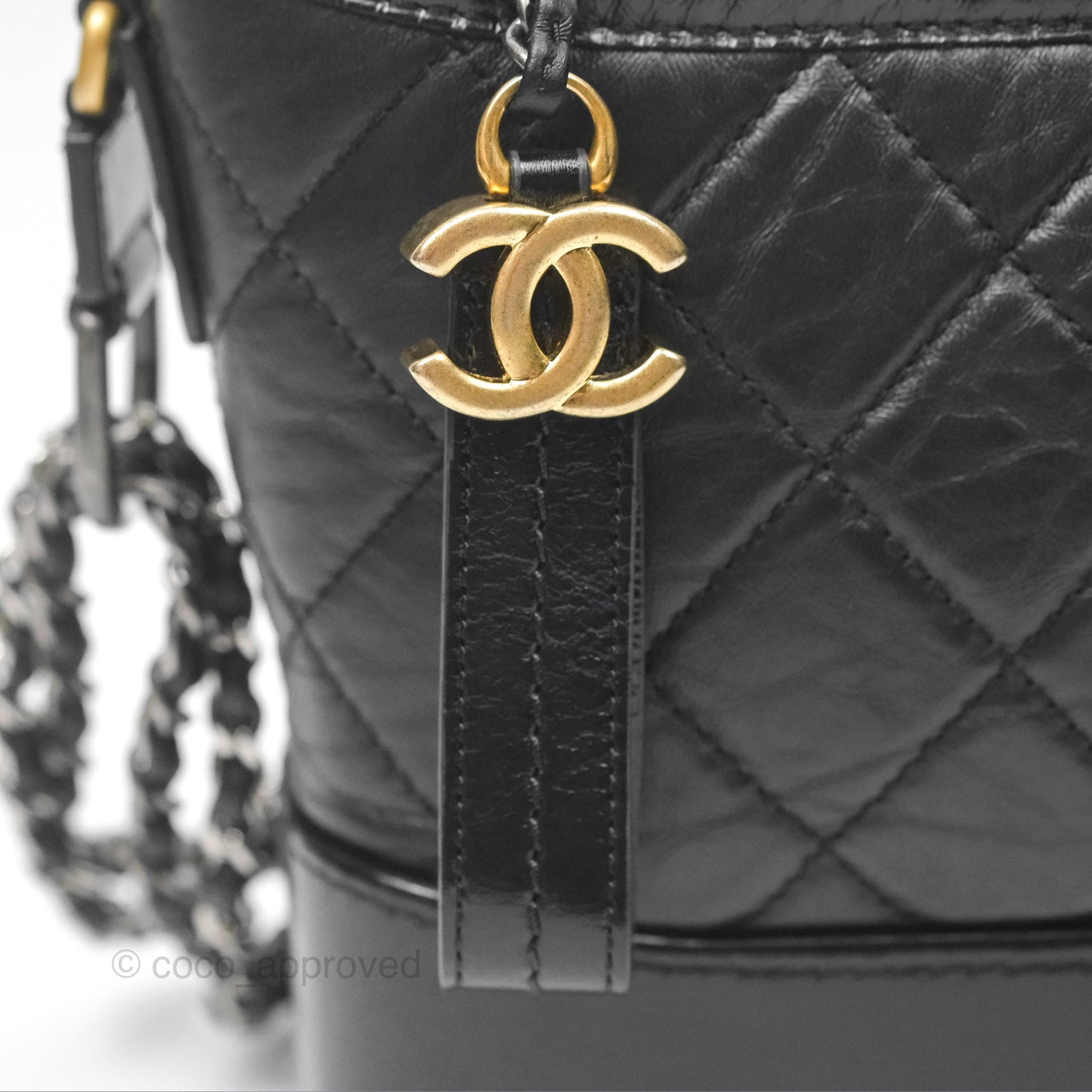 Chanel Small Gabrielle Hobo Quilted Black Aged Calfskin