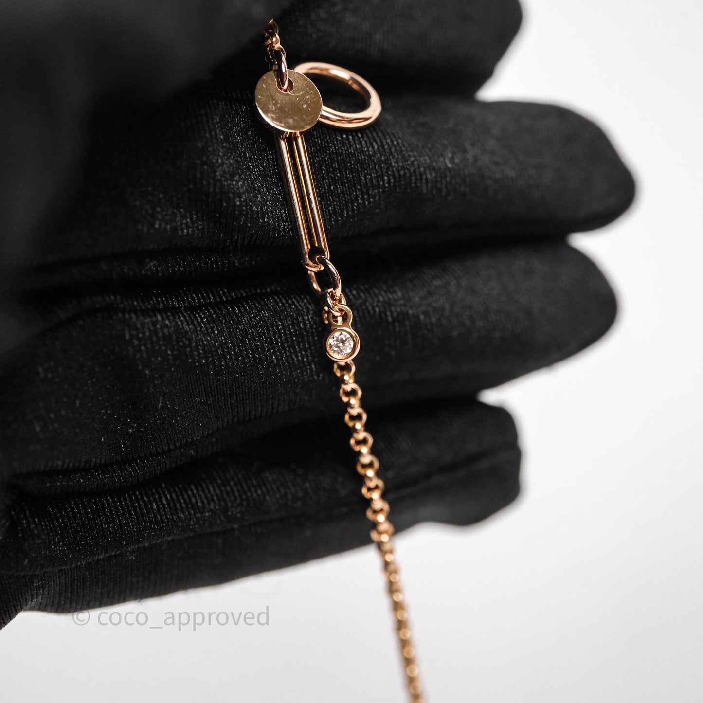 Hermes Ex-Libris Pendant Necklace Diamond Rose Gold Hardware