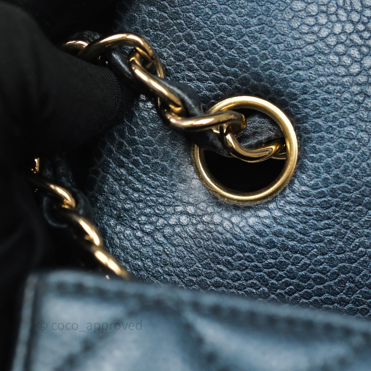 Chanel Mini Rectangular Quilted Iridescent Teal Caviar Gold Hardware