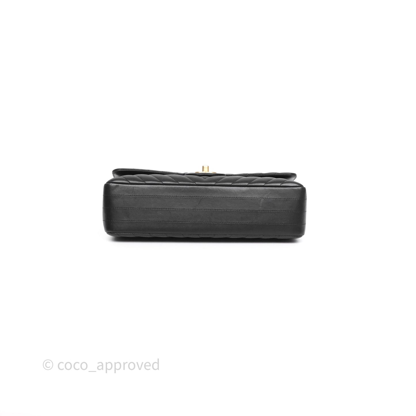 Chanel Classic Medium Flap Chevron Black Lambskin Aged Gold Hardware