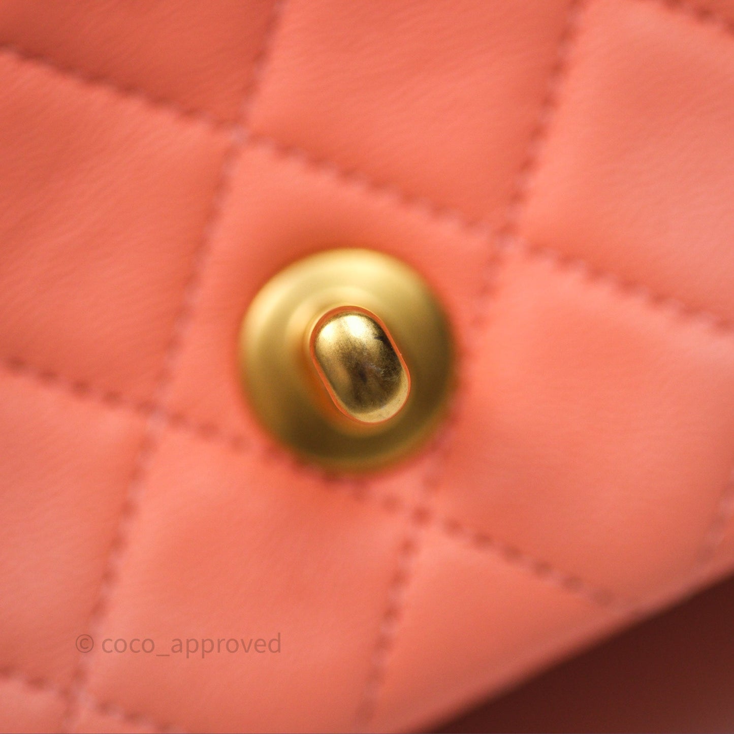 Chanel Pearl Crush Mini Square Quilted Peachy Pink Lambskin Aged Gold Hardware