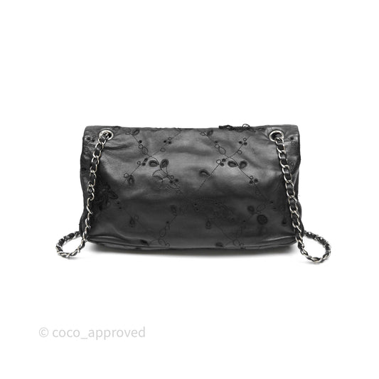 Chanel Embroidered Butterfly Flap Black Lambskin Ruthenium Hardware