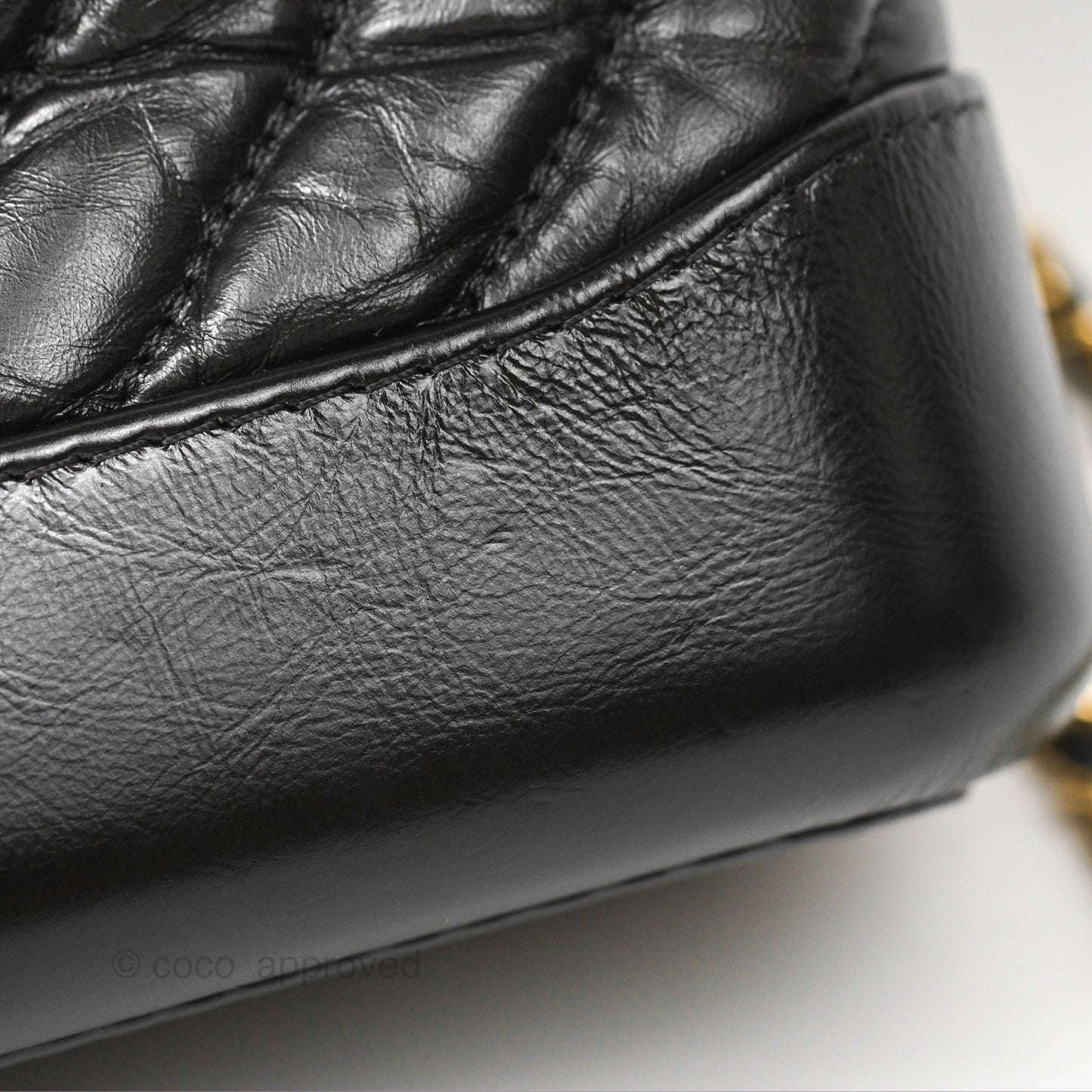 Chanel Chevron Small Gabrielle Hobo Black Aged Calfskin Mixed Hardware