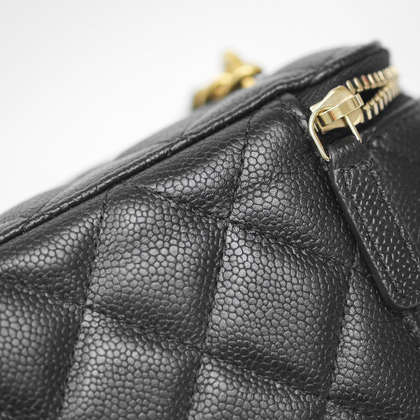 Chanel Vanity with Heart Adjustable Chain Black Caviar Aged Gold Hardware