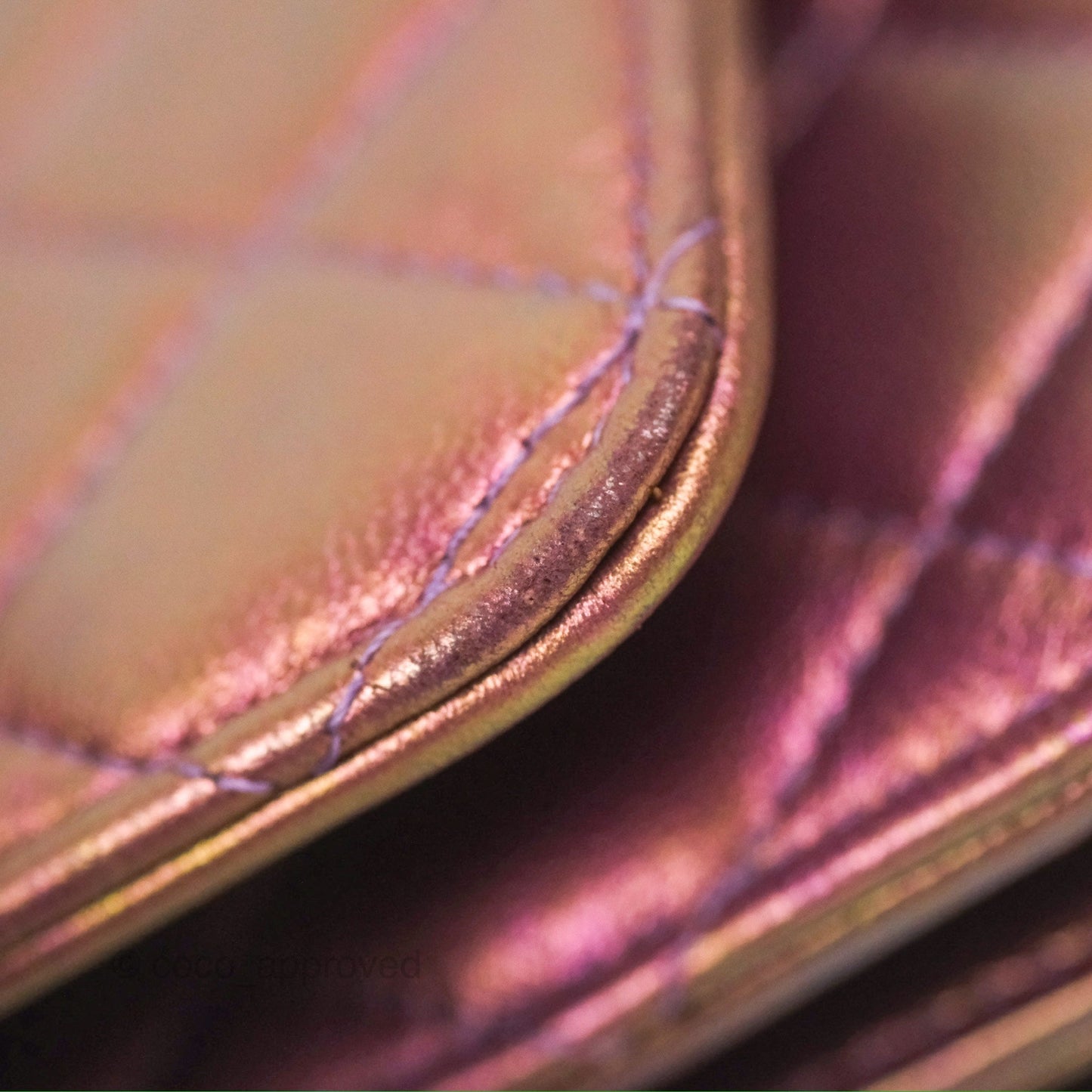 Chanel Quilted Mini Wallet on Chain WOC Iridescent Purple Gold Hardware