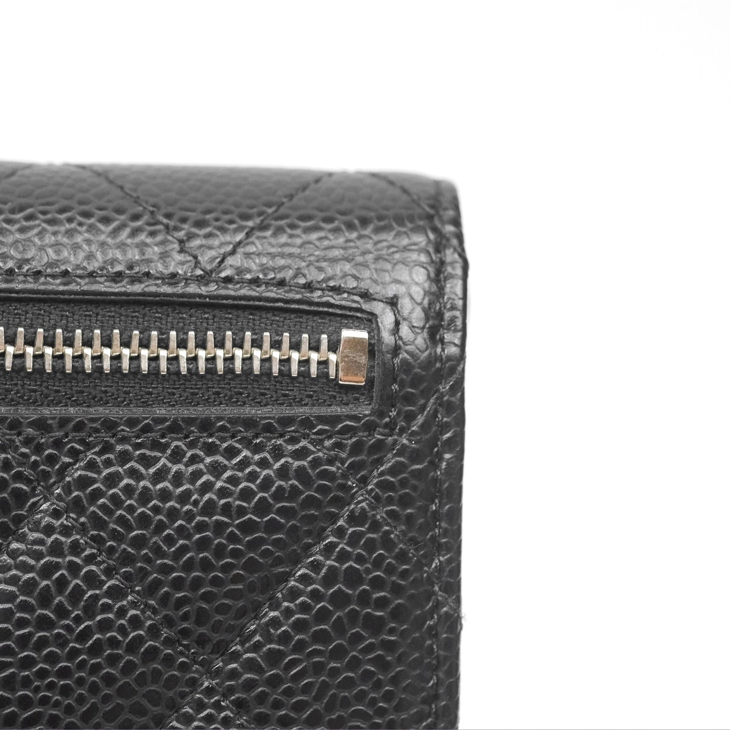 Chanel Classic Short Flap Wallet Black Caviar Silver Hardware