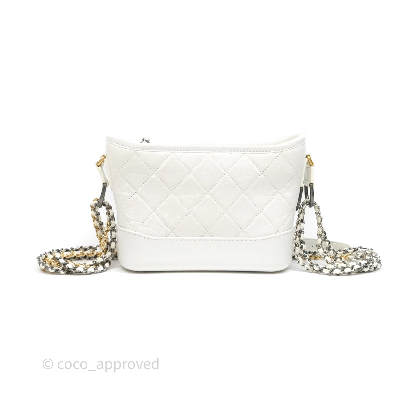 Chanel Small Gabrielle Hobo Quilted White Aged Calfskin
