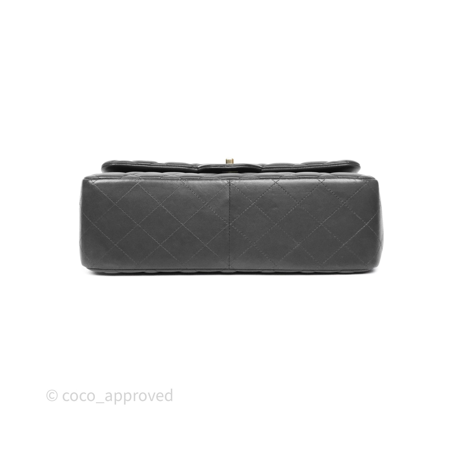 Chanel Jumbo Double Flap Dark Grey Lambskin Brushed Gold Hardware⁣⁣