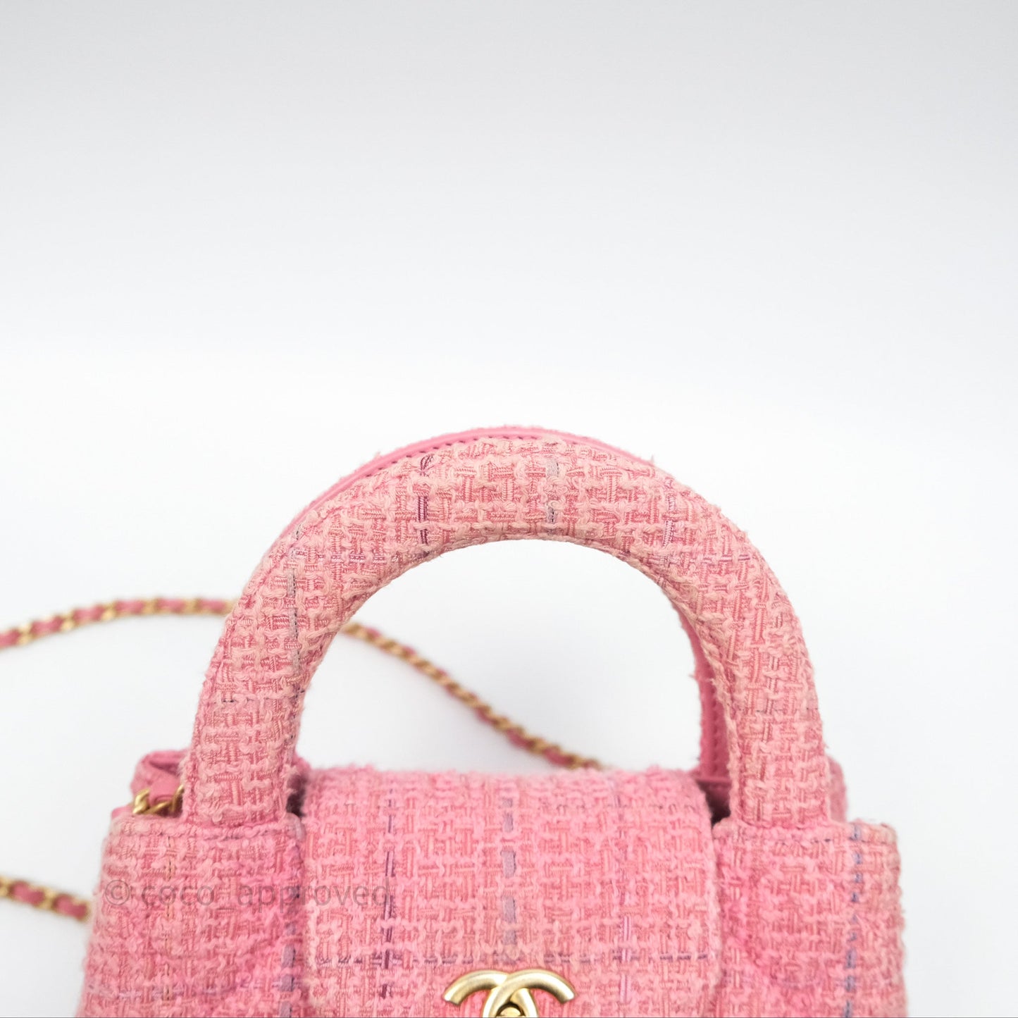 Chanel Kelly Bag Pink Tweed Aged Gold Hardware