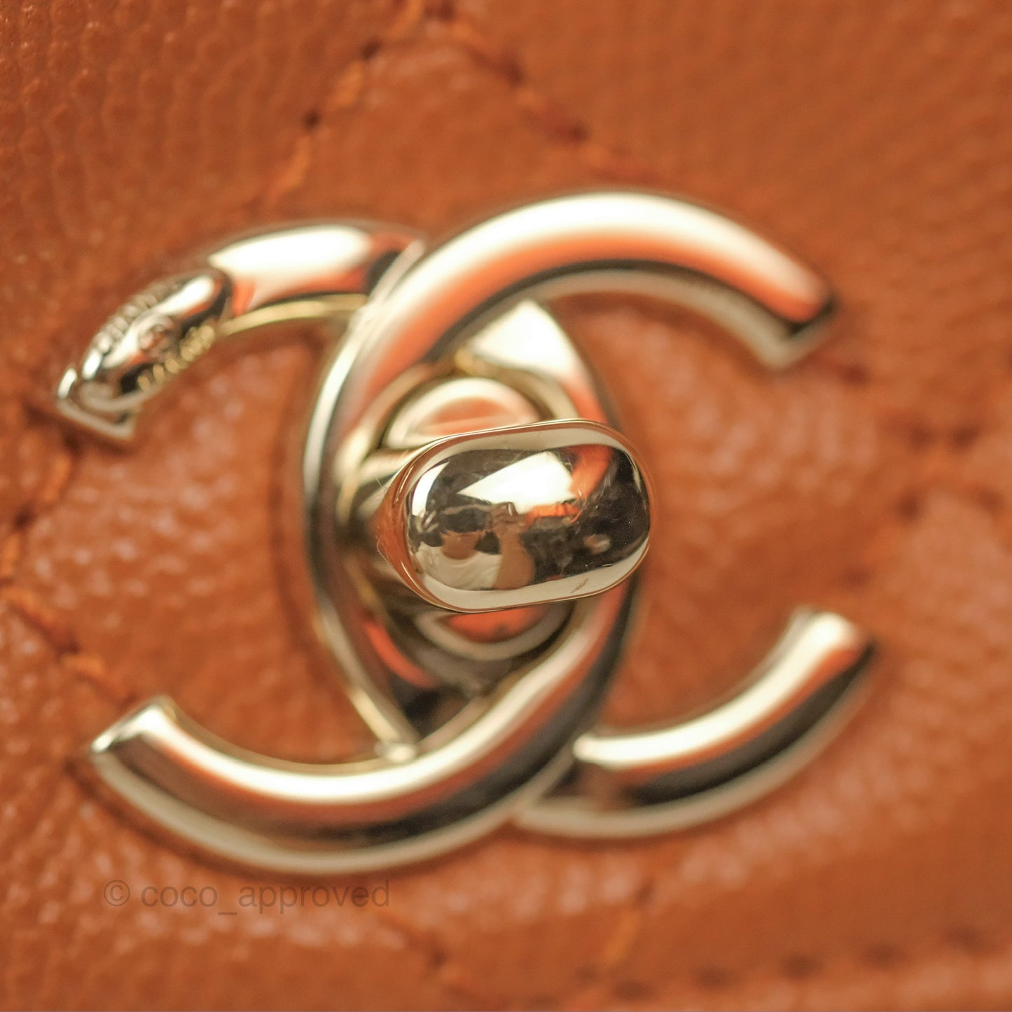Chanel Small Coco Handle Quilted Caramel Caviar Gold Hardware 21A