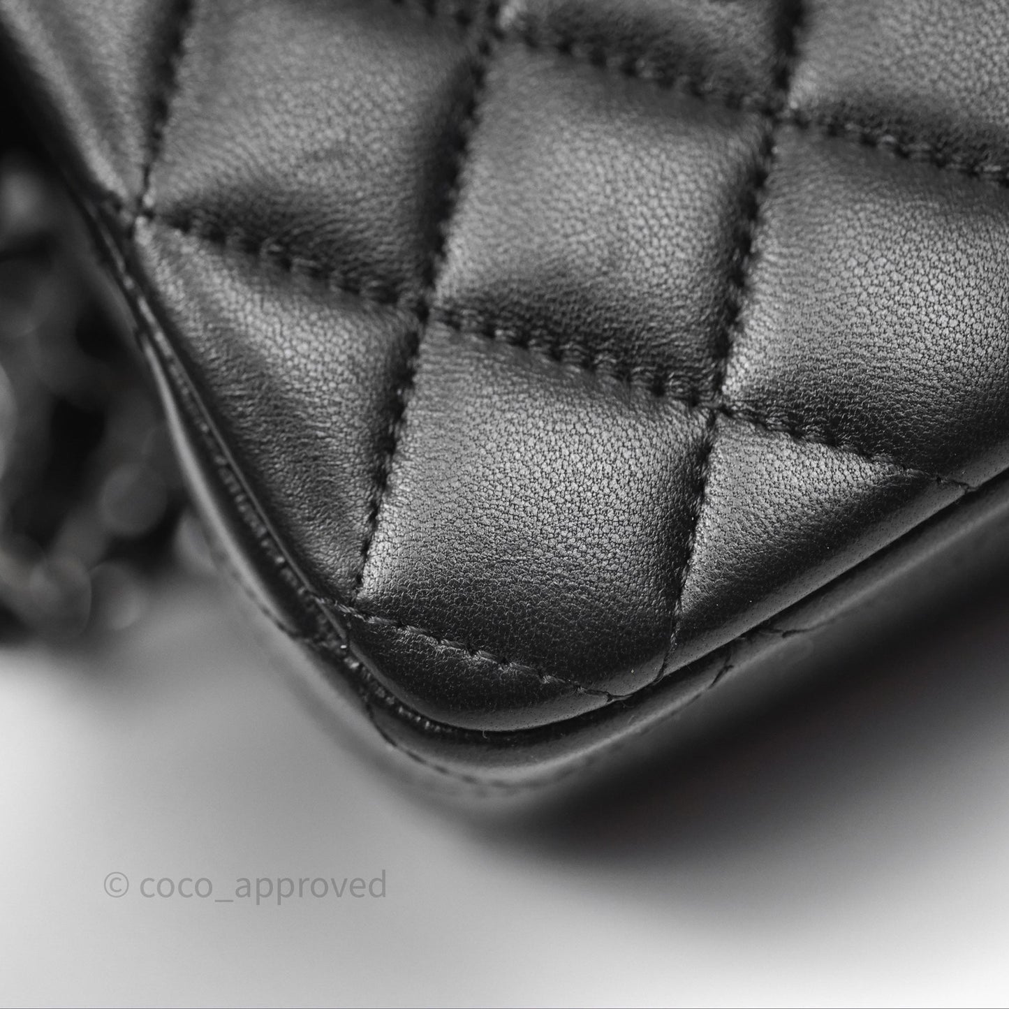 Chanel Quilted Mini Rectangular Flap Black Lambskin Silver Hardware