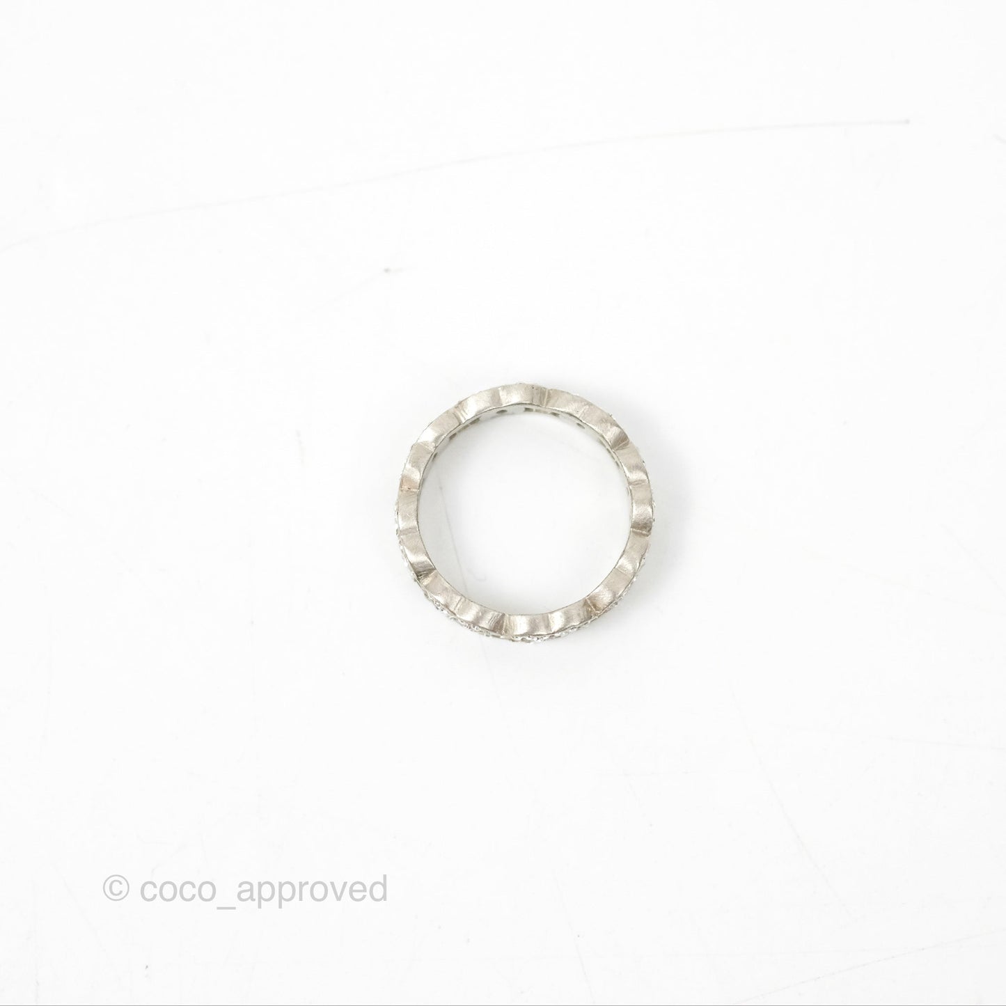 Chanel CC Crystal Ring Brushed Silver Tone