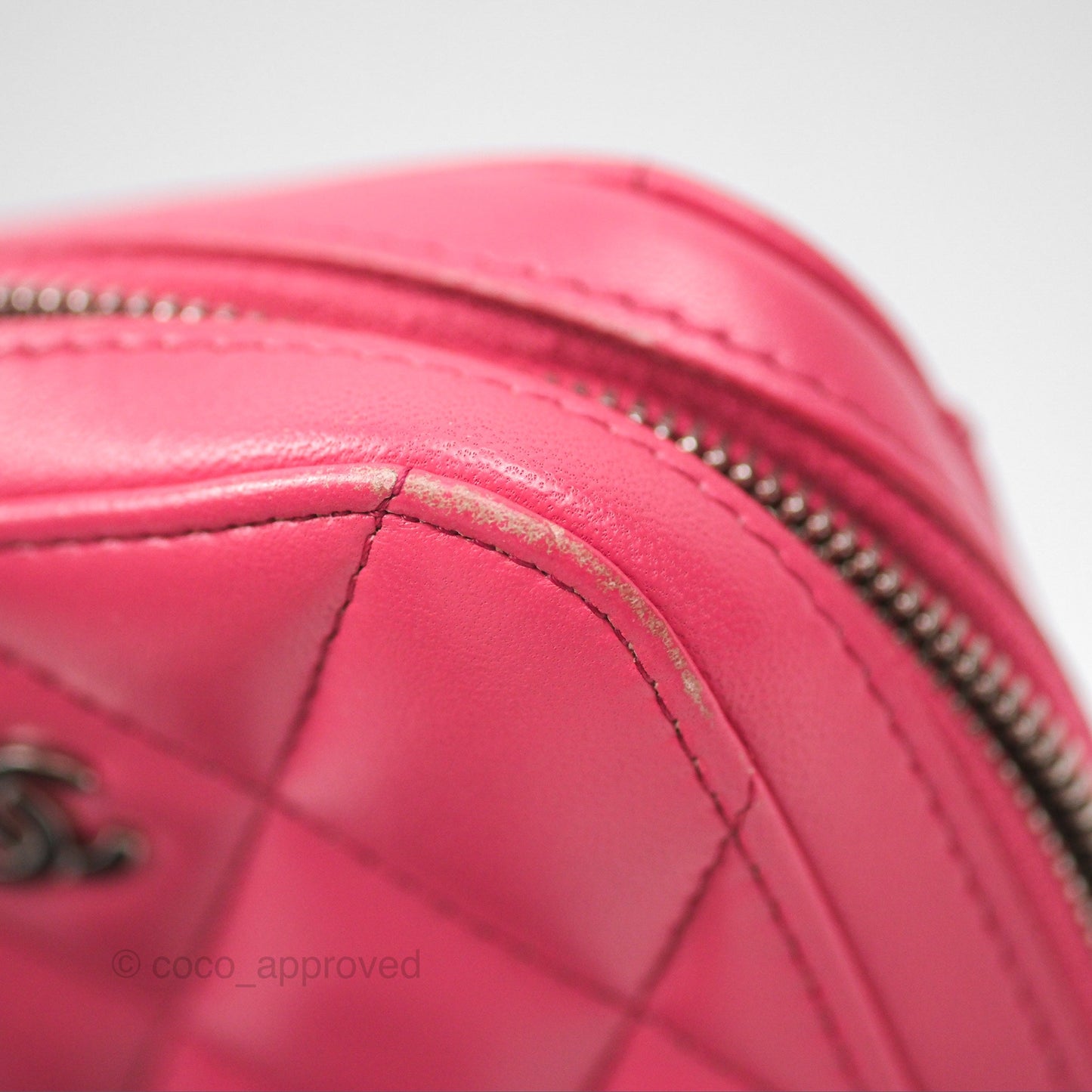 Chanel Quilted Phone Holder Pink Lambskin Silver Hardware