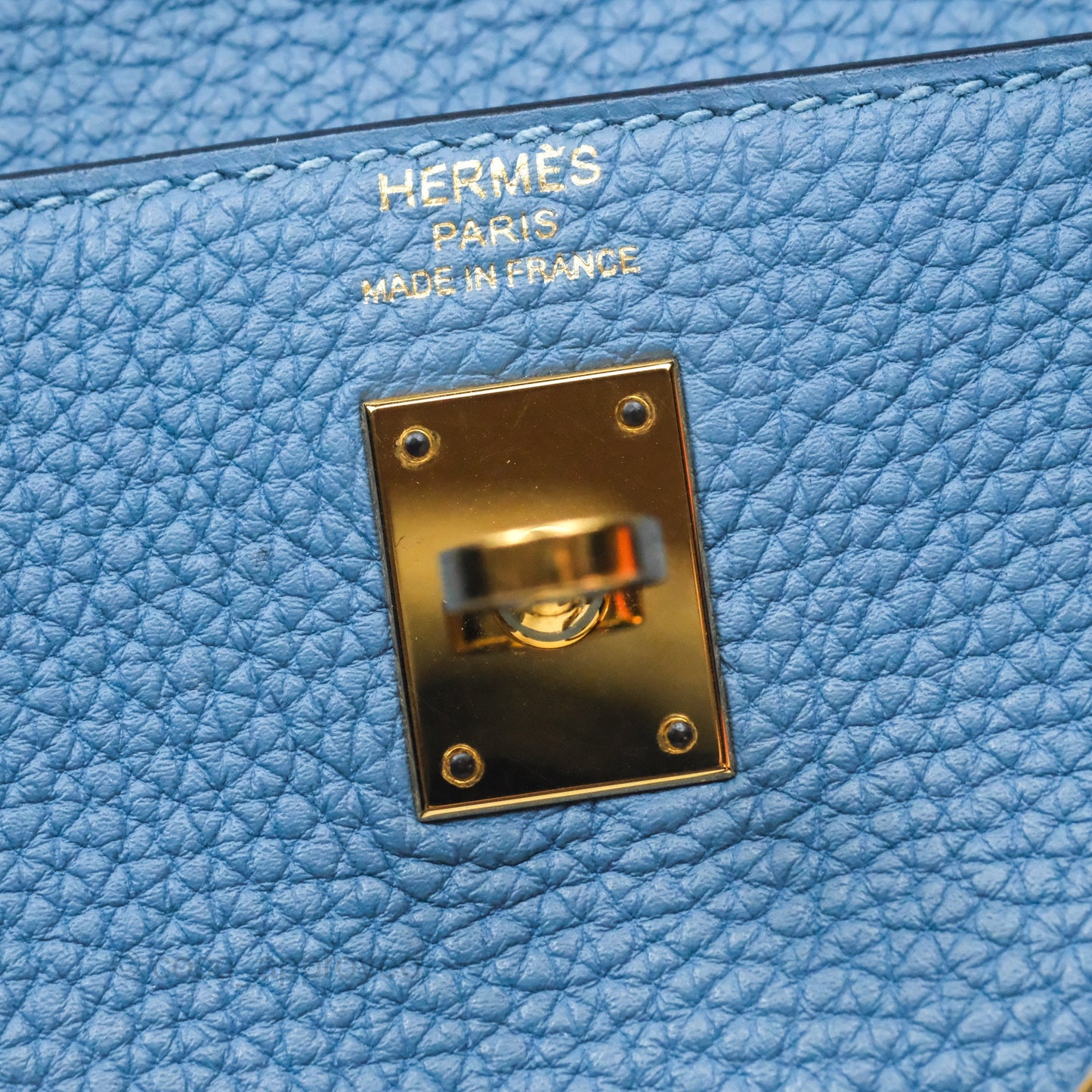 Hermes Kelly 25 Togo Bleu Azur 7R Gold Hardware