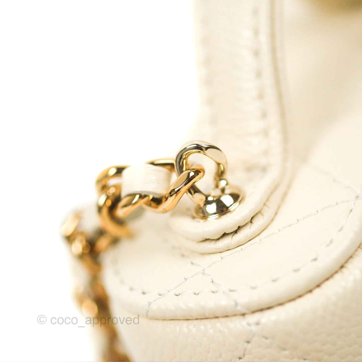 Chanel Quilted Small Handle With Care Vanity Case With Chain White Caviar Gold Hardware