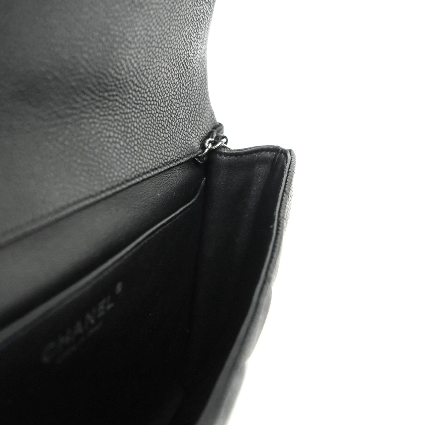 Chanel Quilted Clutch with Chain Black Caviar Silver Hardware