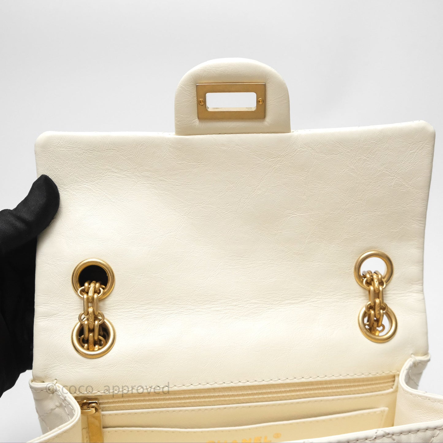 Chanel Mini Reissue 224 White Ivory Aged Calfskin Aged Gold Hardware