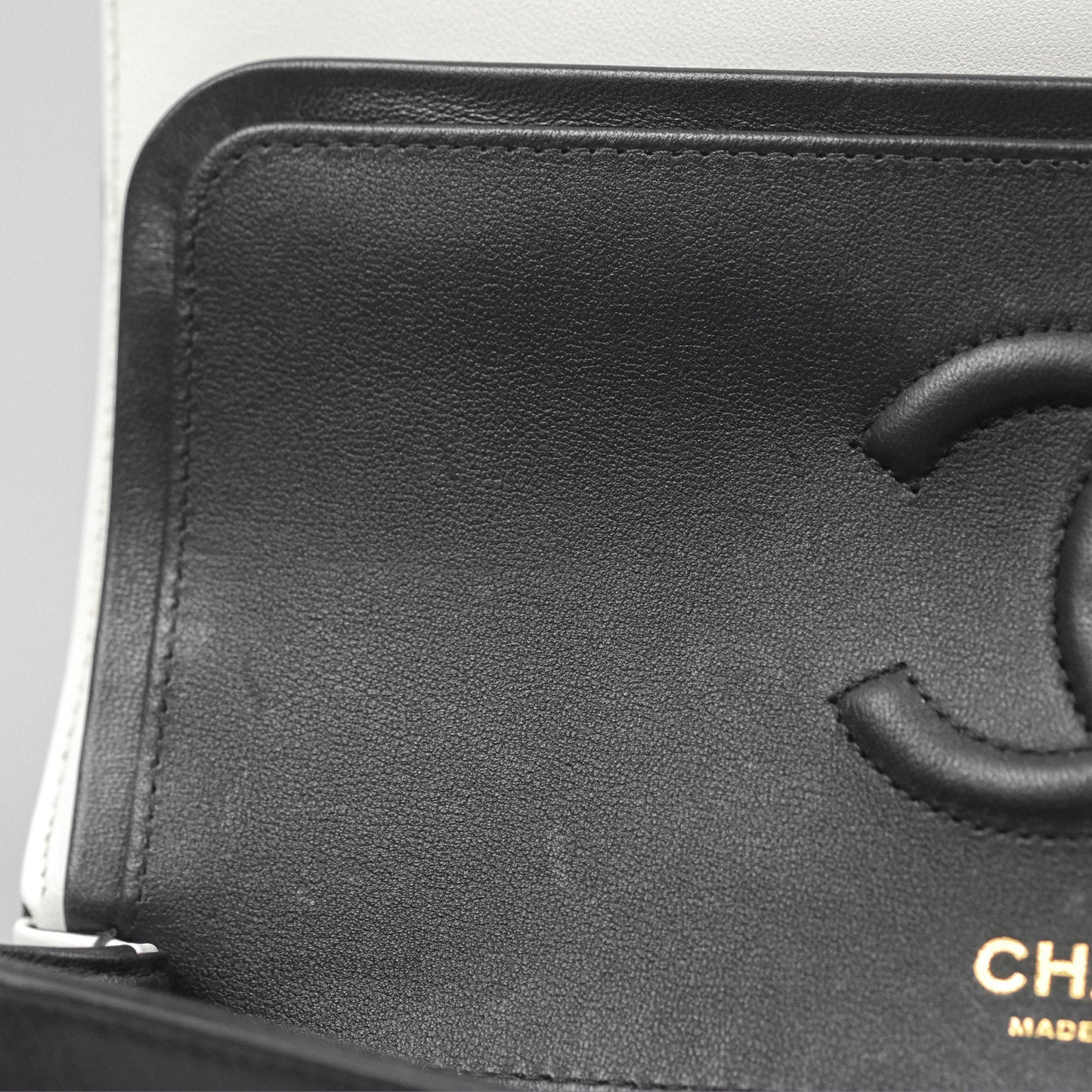 Chanel Medium Flap Black & White Lambskin Gold Hardware