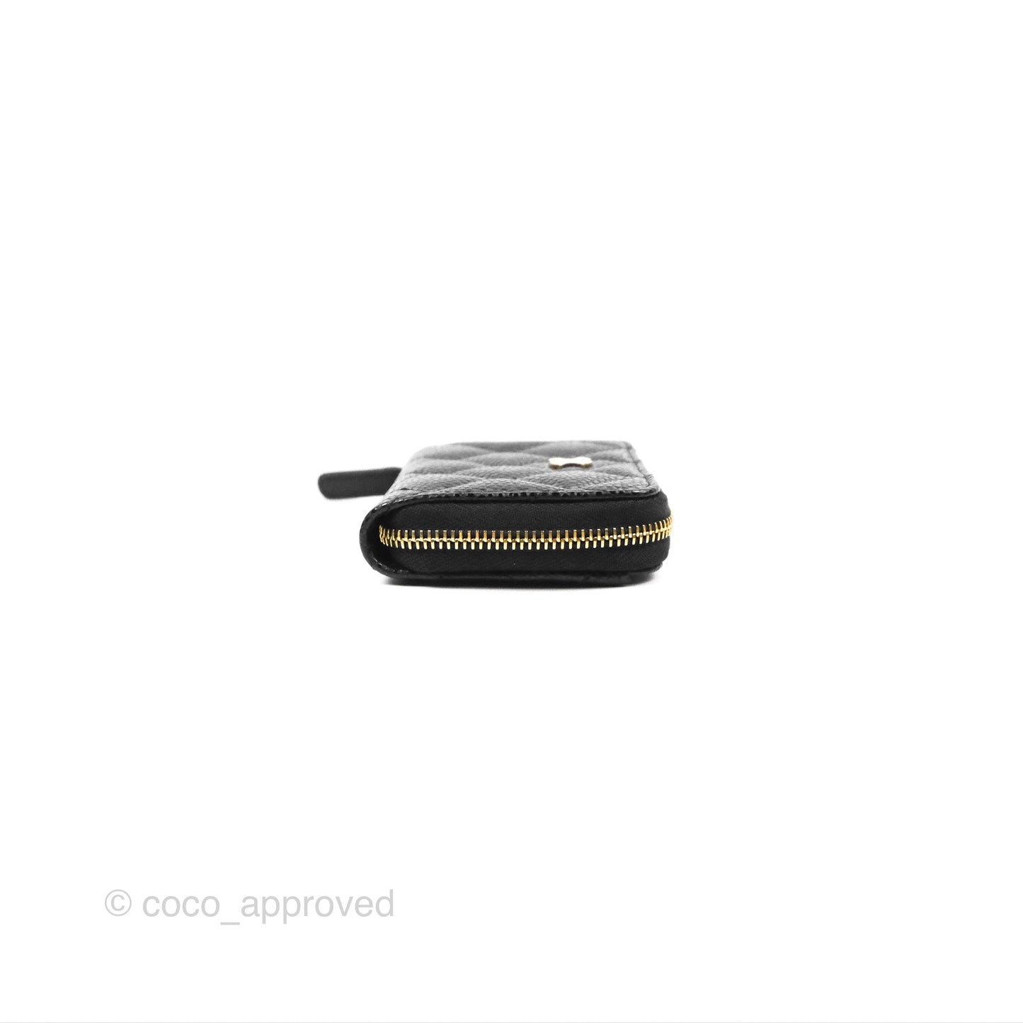 Chanel Classic Zipped Coin Purse Black Caviar Gold Hardware