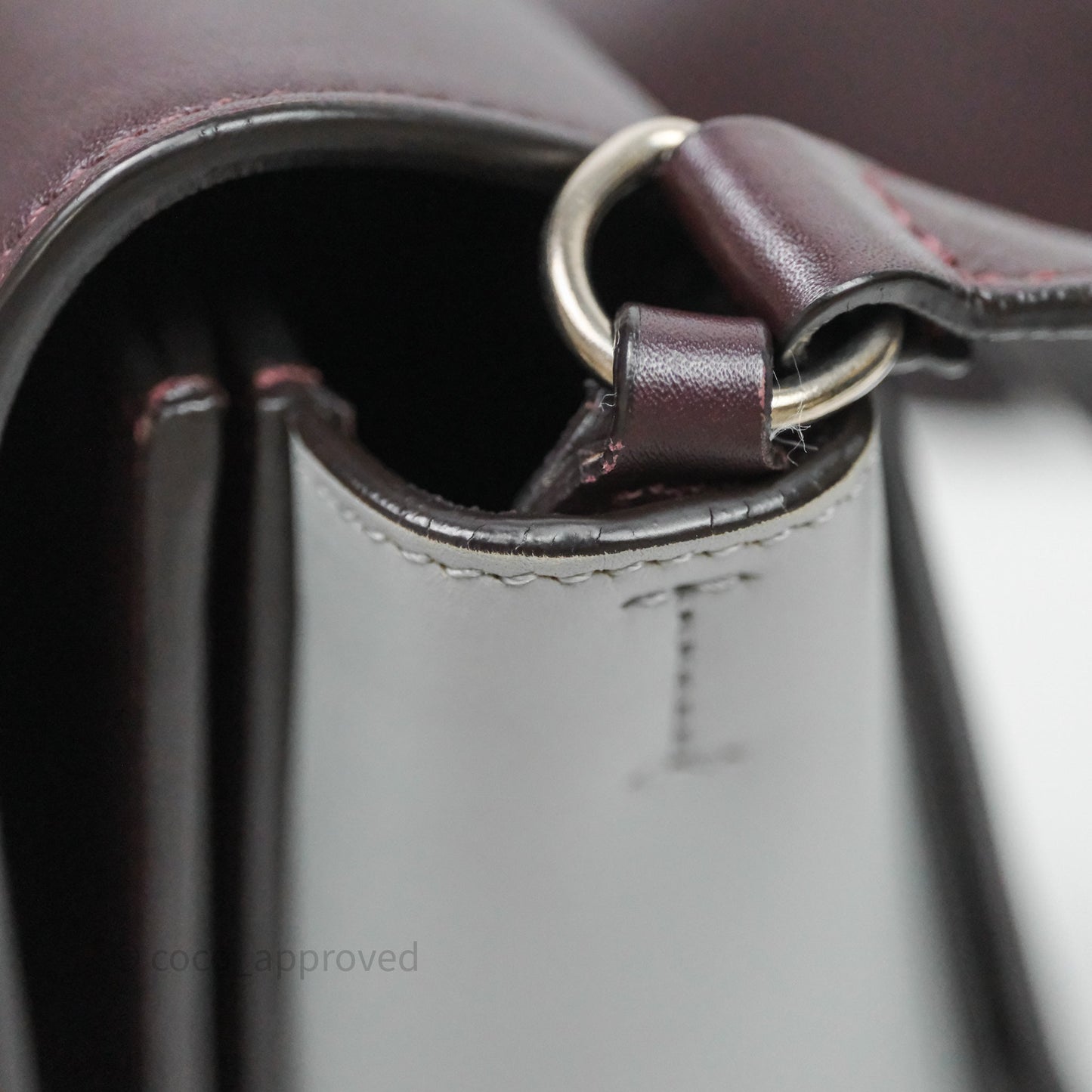 Celine Medium Frame Bag Burgundy / Pearl Blue Calfskin Silver Hardware