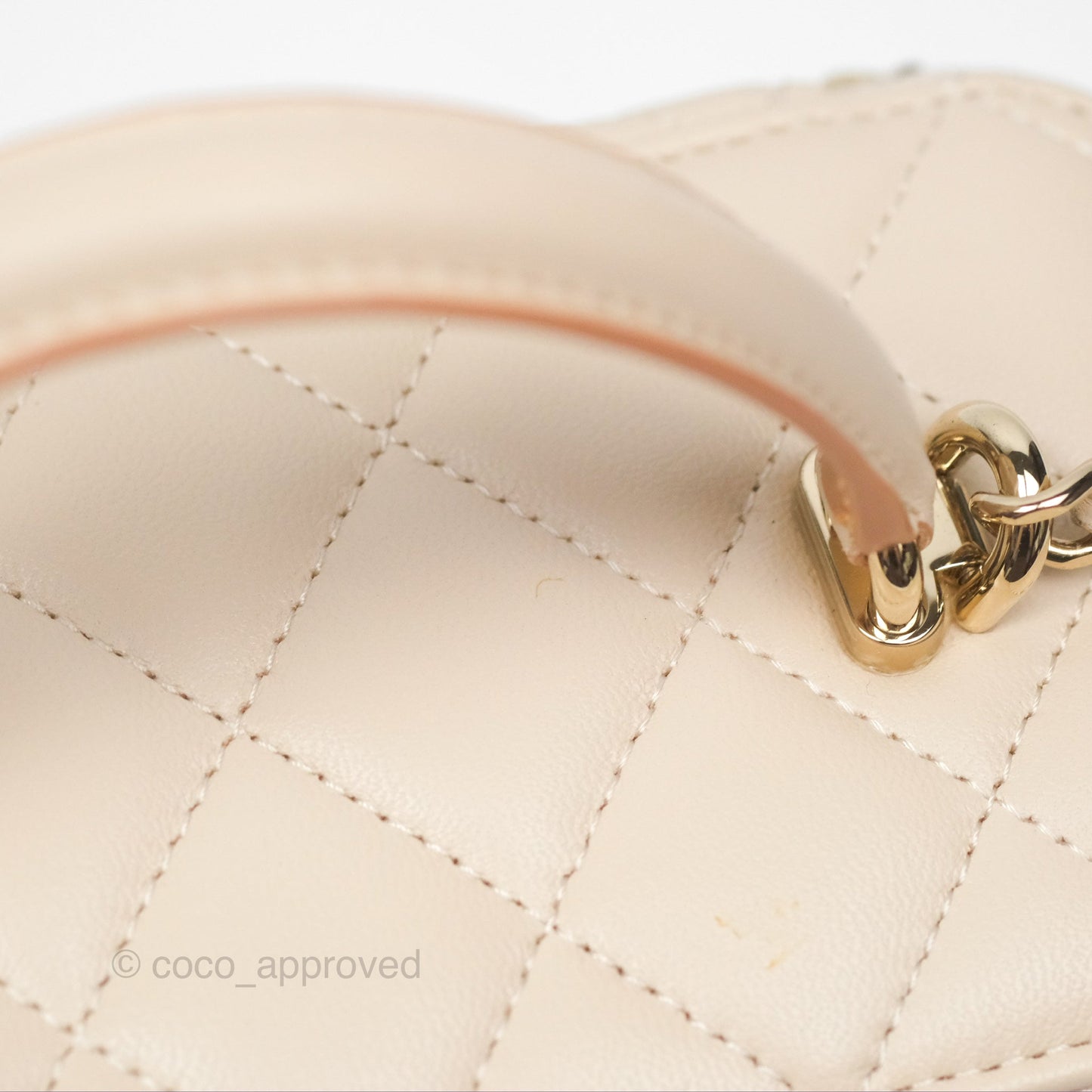 Chanel Vanity Rectangular Top Handle Ecru/Beige Lambskin Gold Hardware 23P