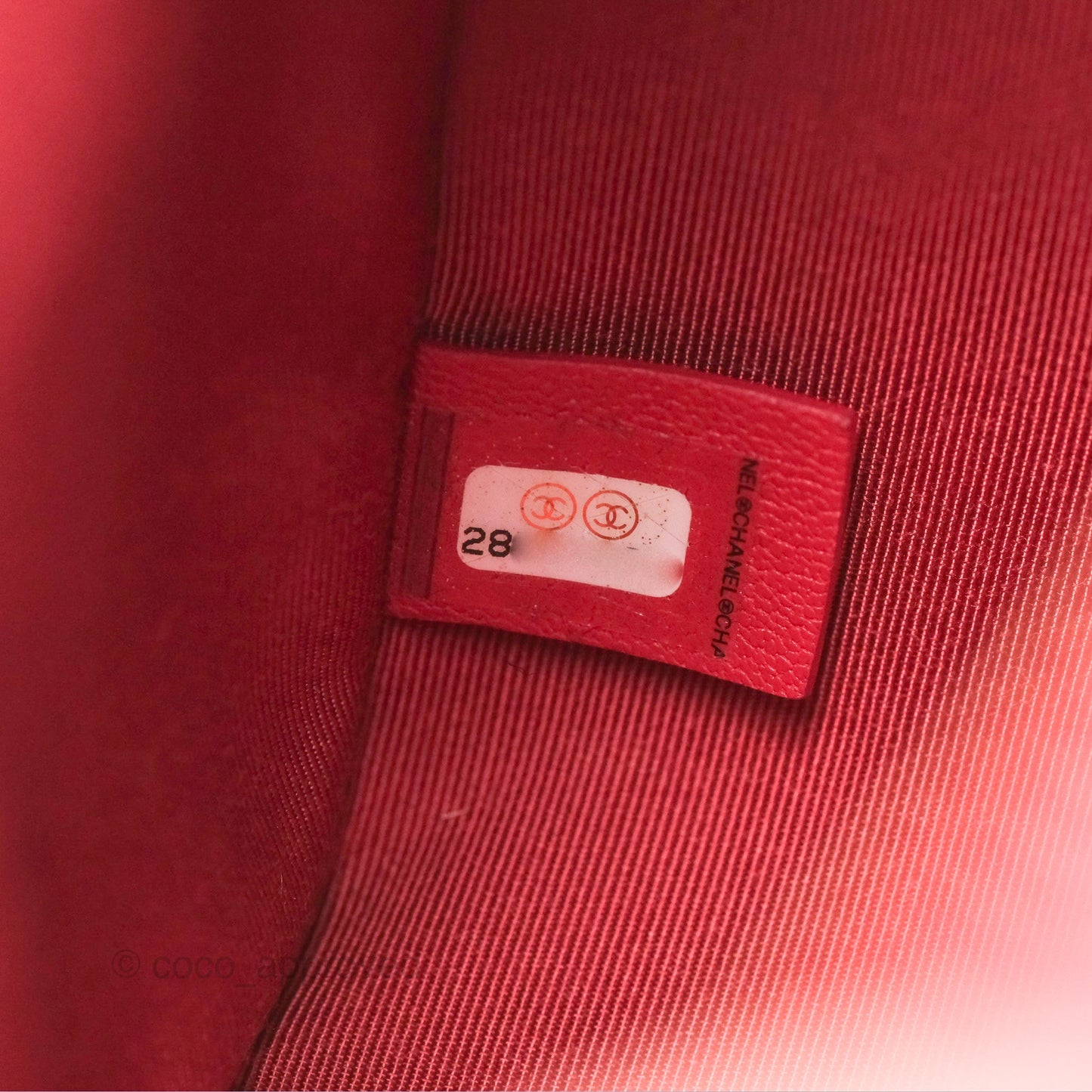 Chanel Chain Infinity Camera Case Red Goatskin Aged Gold Hardware