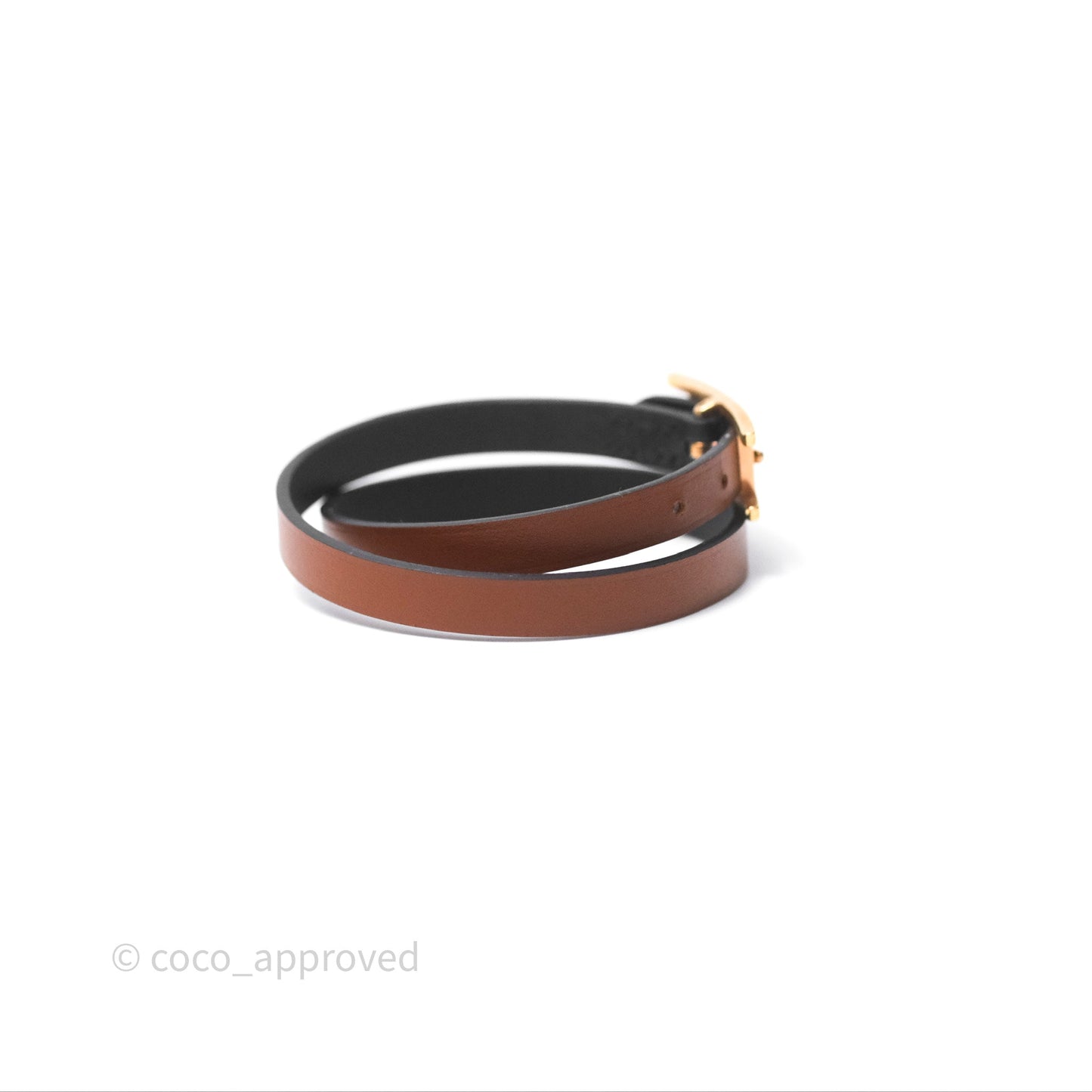 Hermès Behapi Double Tour Bracelet in Fauve 34 / Noir 89 Calfskin Gold Hardware