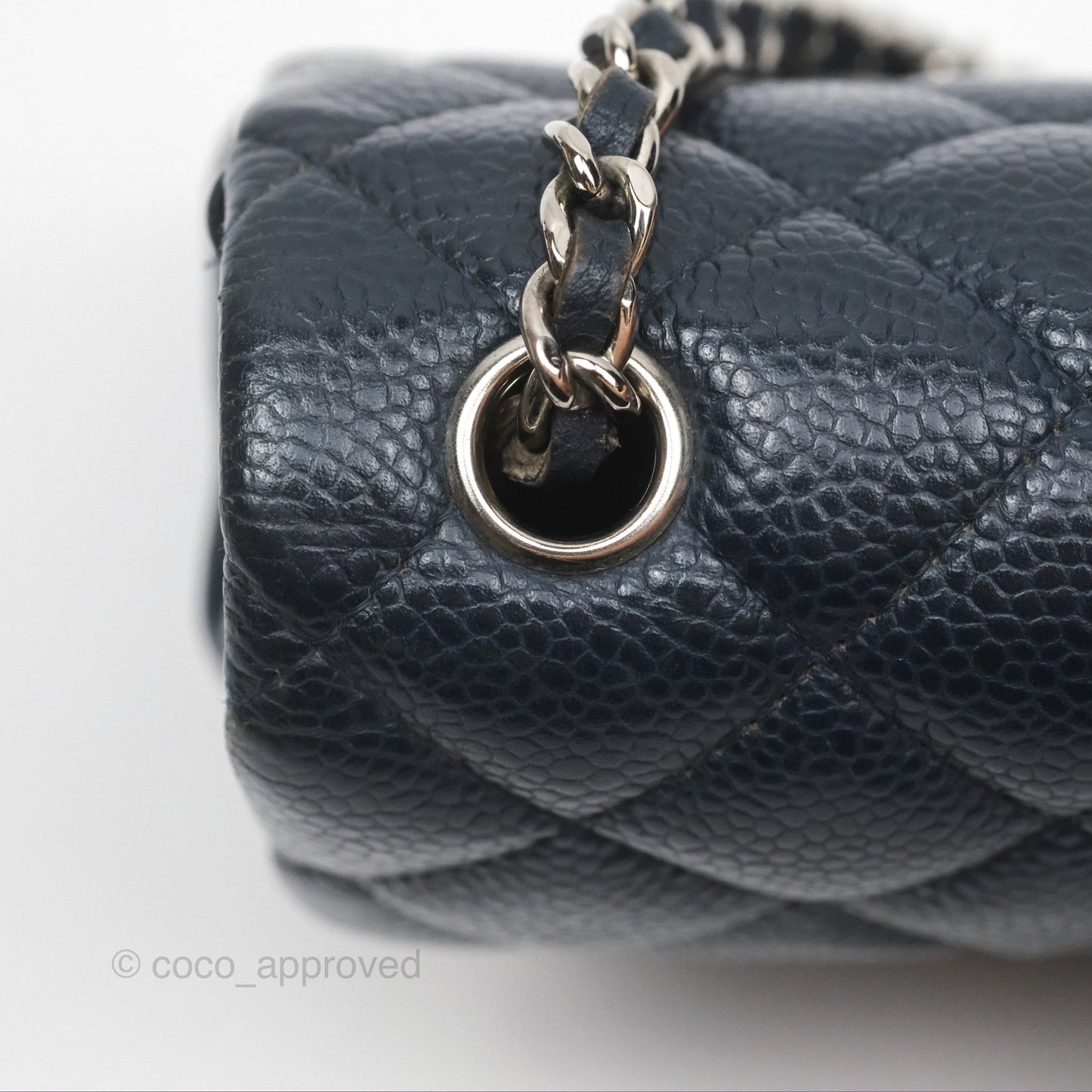 Chanel Quilted Extra Mini Rectangular Flap Dark Navy Caviar Silver Hardware