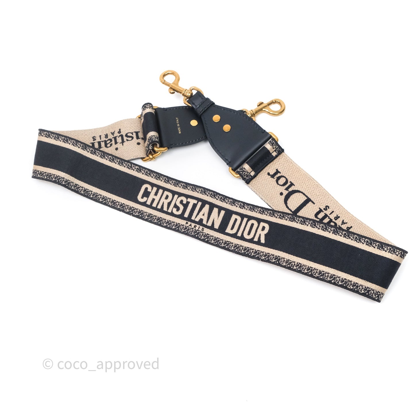 Christian Dior Navy 'Christian Dior Paris' Embroidery Shoulder Strap