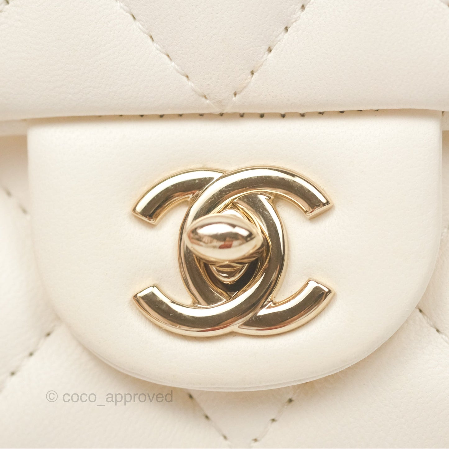 Chanel Small Logo Pearl Chain Flap Bag White Lambskin Gold Hardware