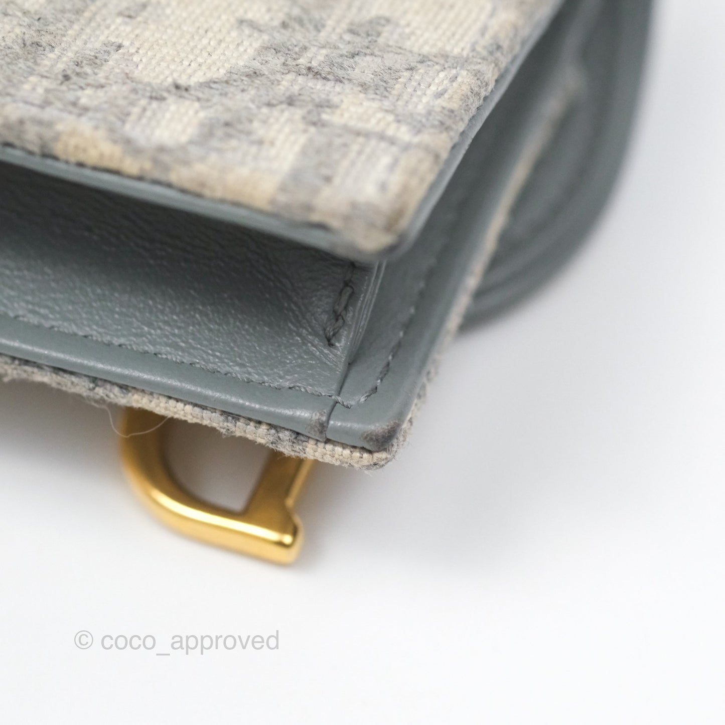 Christian Dior Saddle Bloom Card Holder Gray Dior Oblique Jacquard