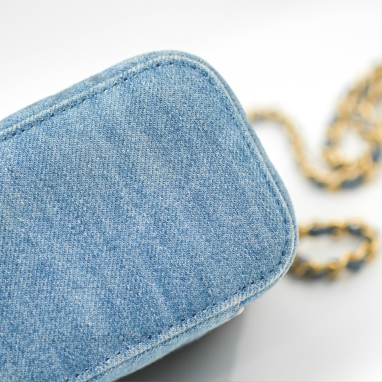 Chanel Mini Pearl Crush Vanity With Chain Denim Aged Gold Hardware