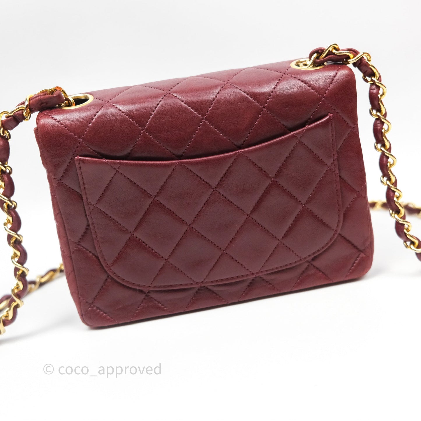 Chanel Vintage Mini Square Burgundy Lambskin 24K Gold Hardware
